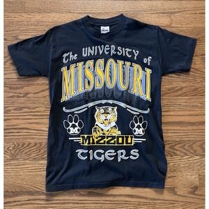 Vintage 80s 90s Signal Mizzou Missouri Tigers Black‎ Shirt Men's Medium